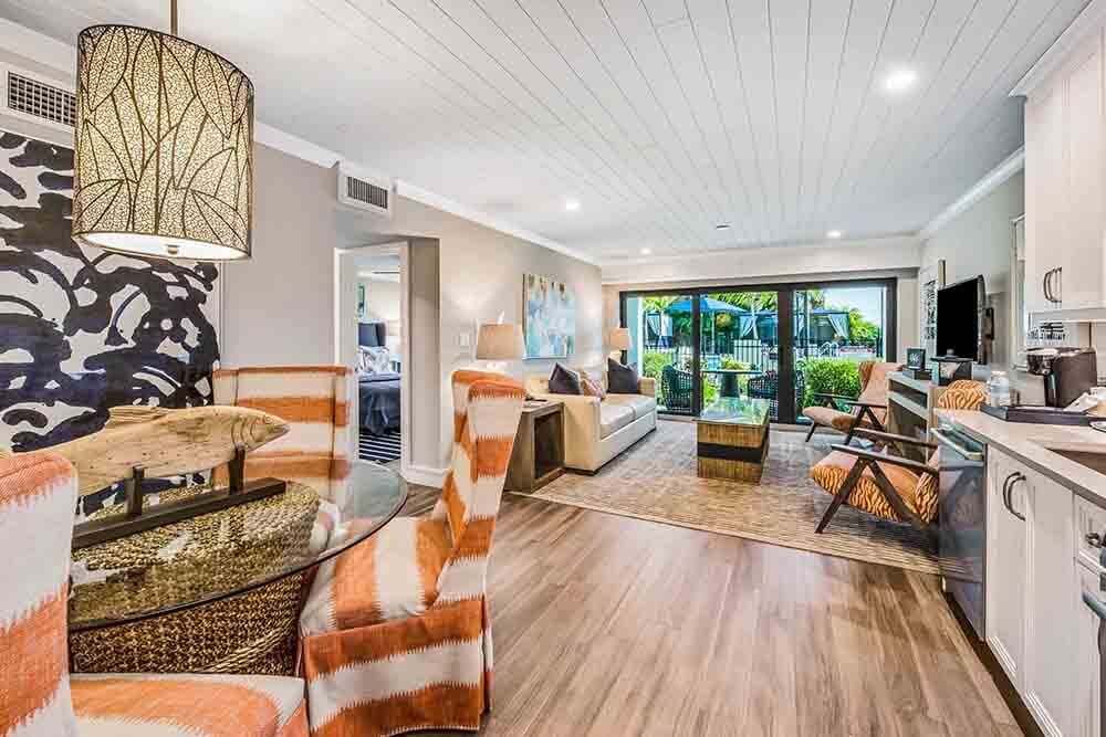 Interior of vacation rental on Anna Maria Island, featuring a furnishing living room area